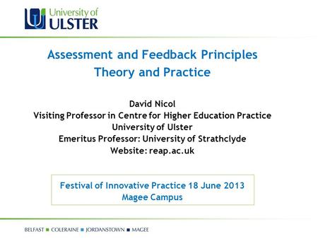 Assessment and Feedback Principles Theory and Practice