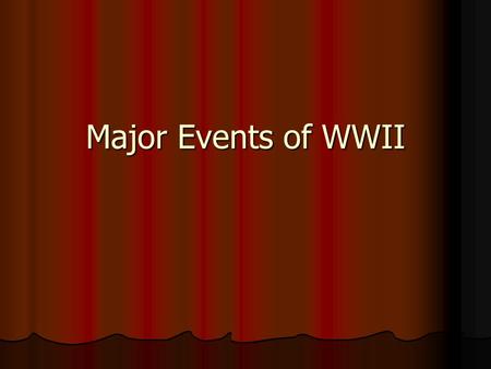 Major Events of WWII. German Aggression Grows Hitler wanted to bring all German speaking lands into Germany & also gain “living space” for Germans Hitler.