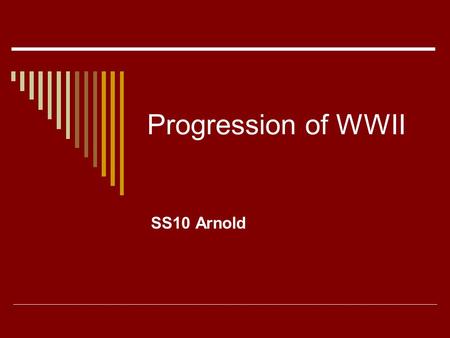 Progression of WWII SS10 Arnold. Early Battles in the Pacific  Philippines attacked hours after PH Outnumbered by Japanese Shortages and disease required.
