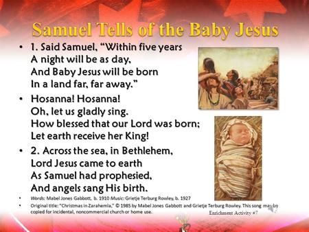 Samuel Tells of the Baby Jesus