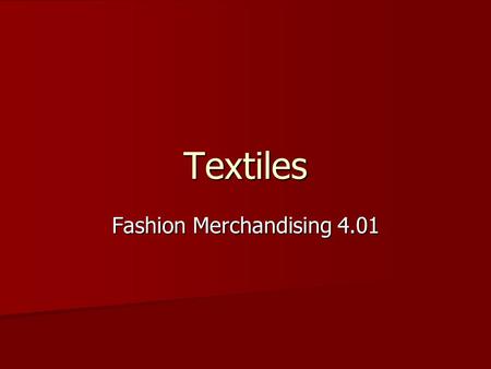 Fashion Merchandising 4.01