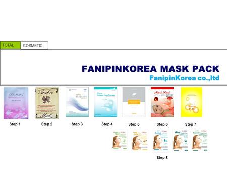 FANIPINKOREA MASK PACK FanipinKorea co.,ltd TOTAL COSMETIC Step 1Step 3Step 2Step 4 Step 5Step 6Step 7 Step 8.