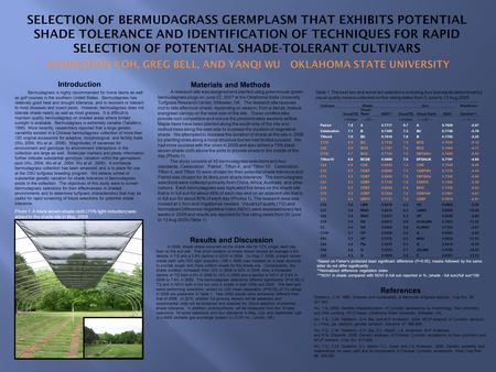 Introduction Bermudagrass is highly recommended for home lawns as well as golf courses in the southern United States. Bermudagrass has relatively good.