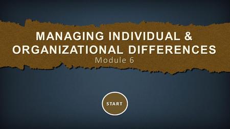 Module 6 MANAGING INDIVIDUAL & ORGANIZATIONAL DIFFERENCES START.