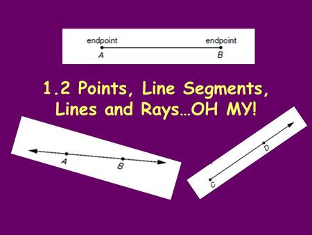 1.2 Points, Line Segments, Lines and Rays…OH MY!