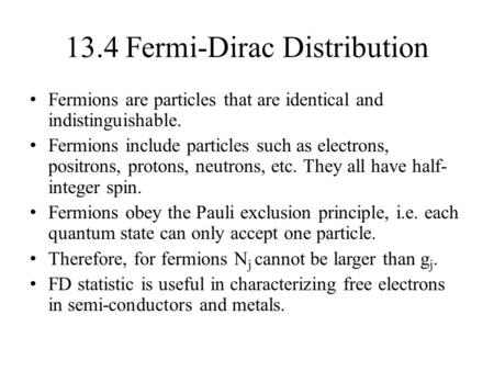 13.4 Fermi-Dirac Distribution