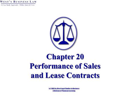 Chapter 20 Performance of Sales and Lease Contracts.