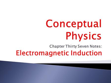 Chapter Thirty Seven Notes: Electromagnetic Induction
