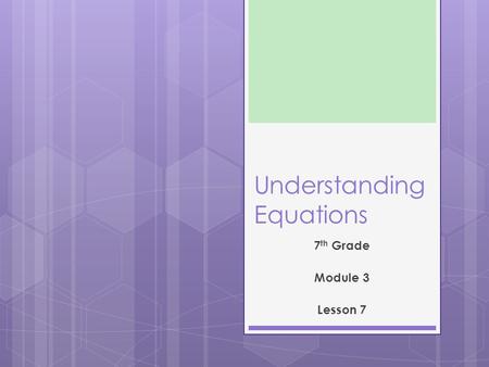 Understanding Equations