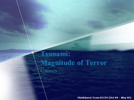 ThinkQuest Team 01724 (Oct 04 – May 05) Tsunami: Magnitude of Terror Causes.