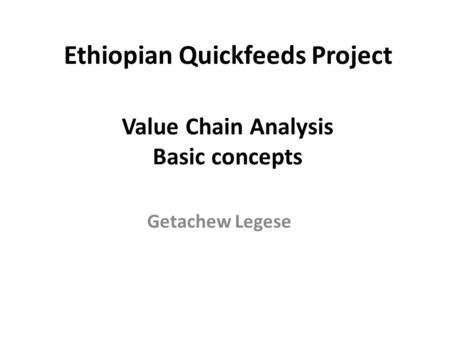 Value Chain Analysis Basic concepts