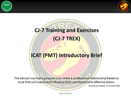CJ-7 Training and Exercises ICAT (PMT) Introductory Brief