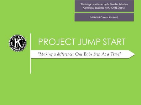 PROJECT JUMP START Workshops coordinated by the Member Relations Committee developed by the CNH District A District Projects Workshop “Making a difference: