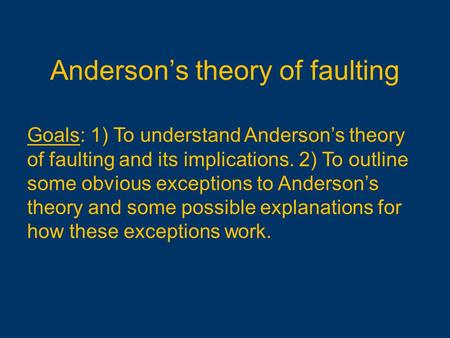 Anderson’s theory of faulting