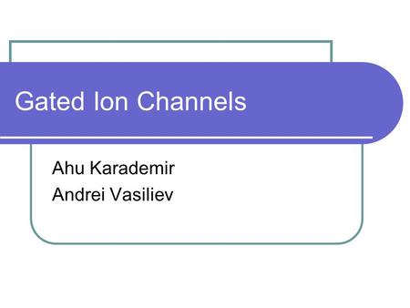 Gated Ion Channels Ahu Karademir Andrei Vasiliev.