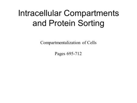 Intracellular Compartments and Protein Sorting