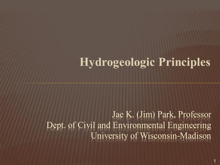 Hydrogeologic Principles 1.  Empirical law developed in 1856 for flow through porous media for saturated and unsaturated flow  The flow of a fluid in.