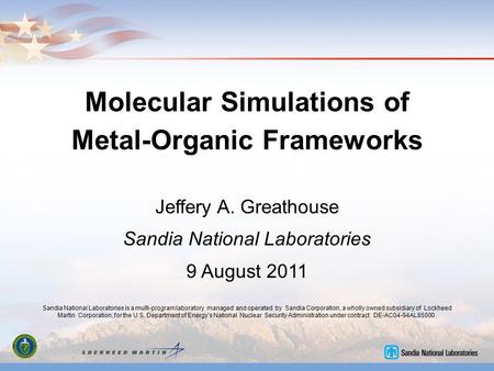Molecular Simulations of Metal-Organic Frameworks