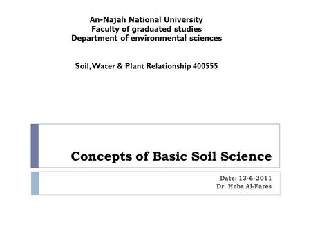 Concepts of Basic Soil Science