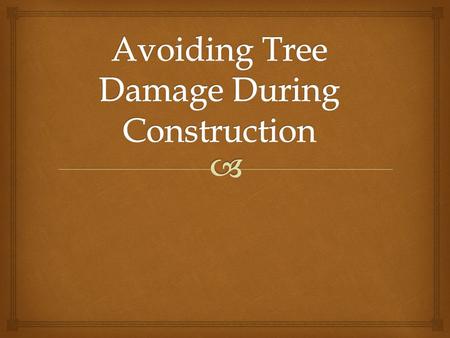   Physical injury to the trunk and crown – construction equipment can injure the above-ground portion of a tree by breaking branches, tearing the.