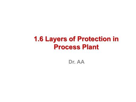 1.6 Layers of Protection in Process Plant