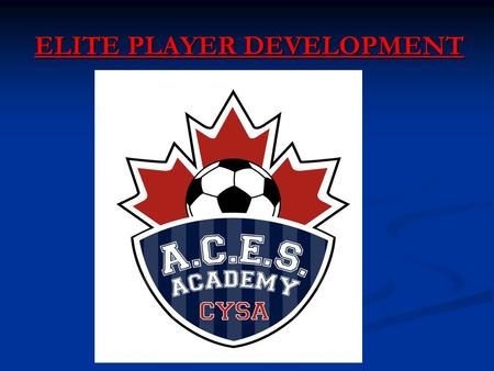 ELITE PLAYER DEVELOPMENT. MISSION STATEMENT To facilitate a Professional, safe, learning environment which meets the overall needs of Player Development,