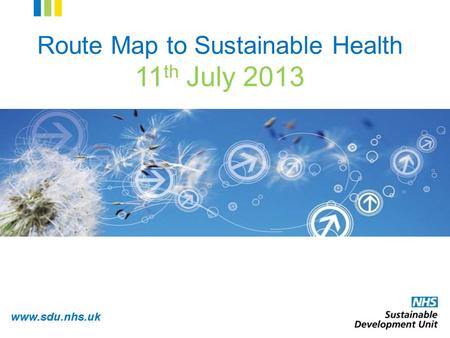 Www.sdu.nhs.uk Route Map to Sustainable Health 11 th July 2013.