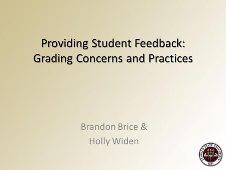 Providing Student Feedback: Grading Concerns and Practices Brandon Brice & Holly Widen.