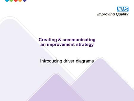 Creating & communicating an improvement strategy Introducing driver diagrams.