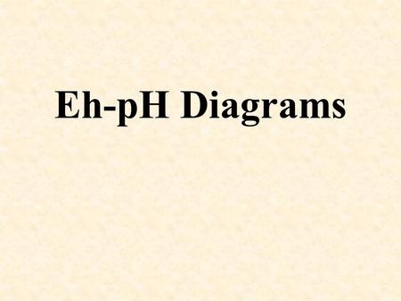Eh-pH Diagrams.
