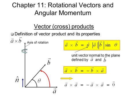 Chapter 11: Rotational Vectors and Angular Momentum