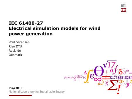 IEC Electrical simulation models for wind power generation