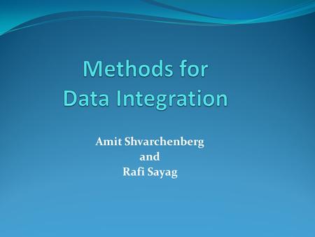 Amit Shvarchenberg and Rafi Sayag. Based on a paper by: Robin Dhamankar, Yoonkyong Lee, AnHai Doan Department of Computer Science University of Illinois,
