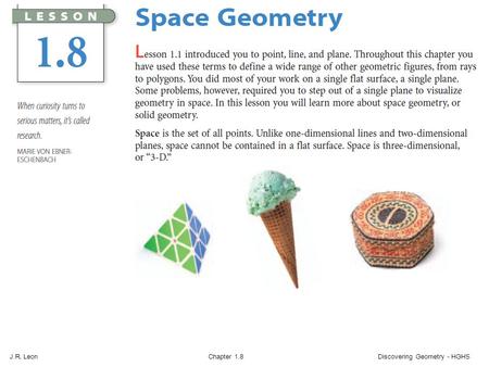 J.R. Leon Chapter 1.8 Discovering Geometry - HGHS.