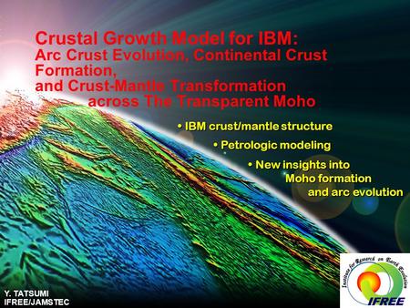 Crustal Growth Model for IBM: Arc Crust Evolution, Continental Crust Formation, and Crust-Mantle Transformation across The Transparent Moho IBM crust/mantle.