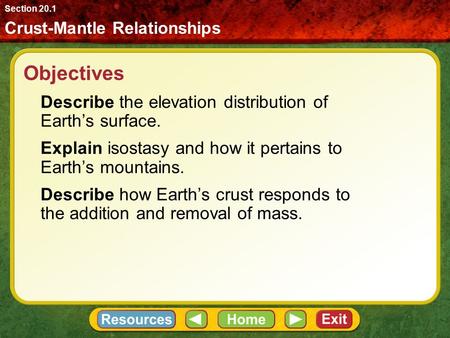 Objectives Describe the elevation distribution of Earth’s surface.