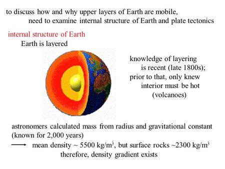 to discuss how and why upper layers of Earth are mobile,