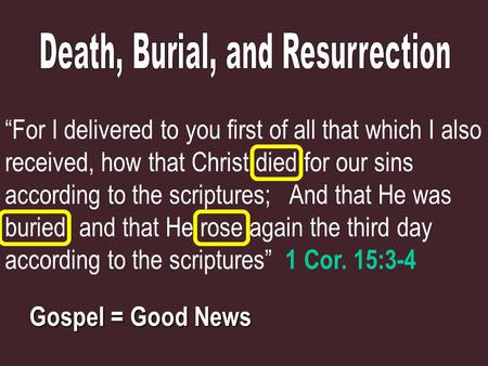 “For I delivered to you first of all that which I also received, how that Christ died for our sins according to the scriptures; And that He was buried,