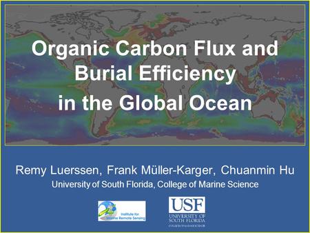 Organic Carbon Flux and Burial Efficiency in the Global Ocean Remy Luerssen, Frank Müller-Karger, Chuanmin Hu University of South Florida, College of.