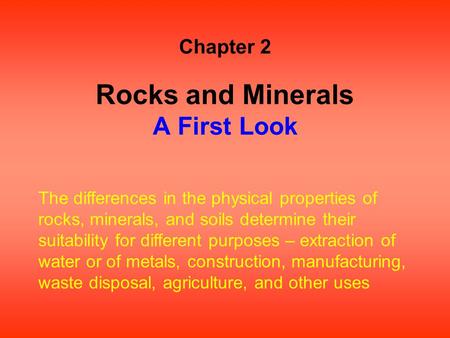 Rocks and Minerals A First Look