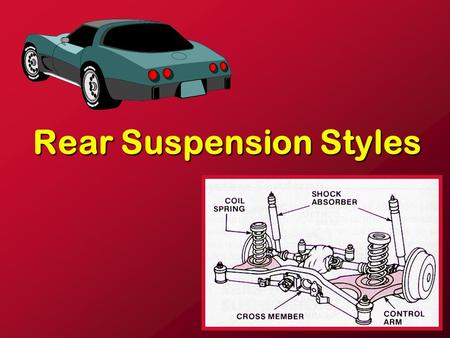 Rear Suspension Styles. CBC Auto JF Rear wheel drive.