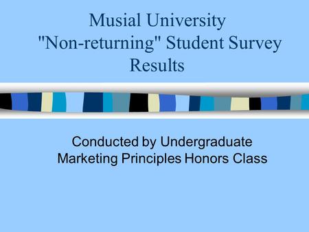 Musial University Non-returning Student Survey Results Conducted by Undergraduate Marketing Principles Honors Class.