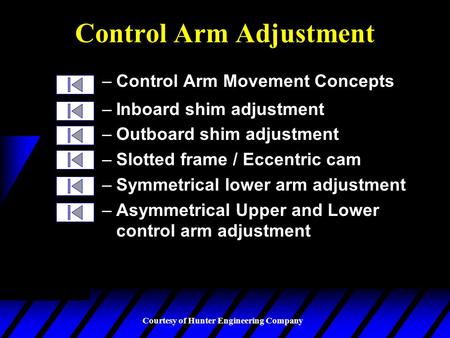 Control Arm Adjustment