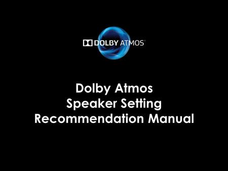 Speaker Setting Recommendation Manual