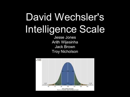 David Wechsler's Intelligence Scale Jesse Jones Arith Wijesinha Jack Brown Troy Nicholson.