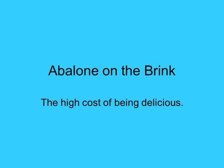 Abalone on the Brink The high cost of being delicious.
