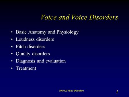 Voice and Voice Disorders