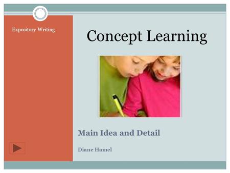 Concept Learning Main Idea and Detail Diane Hamel Expository Writing.