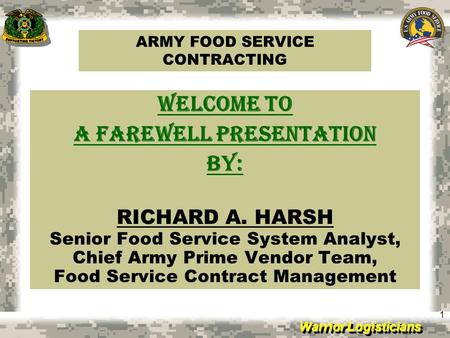 ARMY FOOD SERVICE CONTRACTING