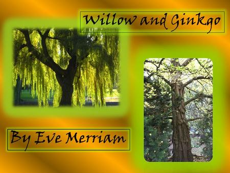 Willow and Ginkgo By Eve Merriam.